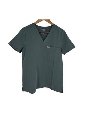 Figs Technical Collection Catarina Dark Green V-Neck Short Sleeve Scrub Top Sz S
